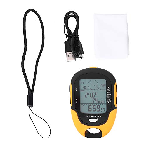 Wakects Höhenmesser Barometer Thermometer Navigation GPS Empfänger Digital LCD Wiederaufladbar USB tragbar mit LED-Taschenlampe für Camping Wandern Klettern von Wakects