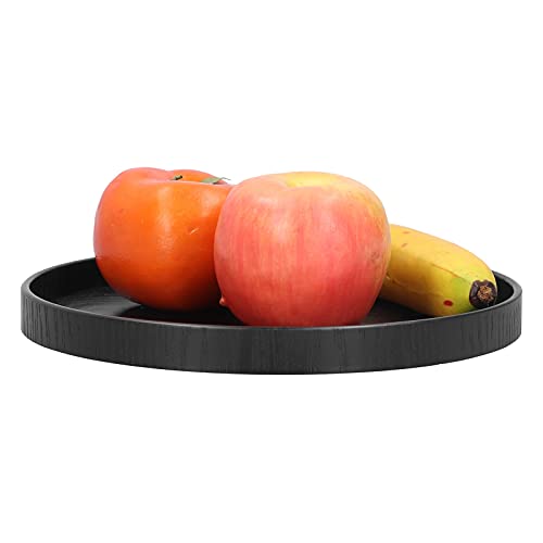 Wakects Holzfruchtfruchtschale, MDF -Teller für Kaffee, Kuchen und Brot mit Erhöhten Kanten, Glatte Oberfläche, Breite Anwendung, Poliertes Schwarz (24cm) von Wakects