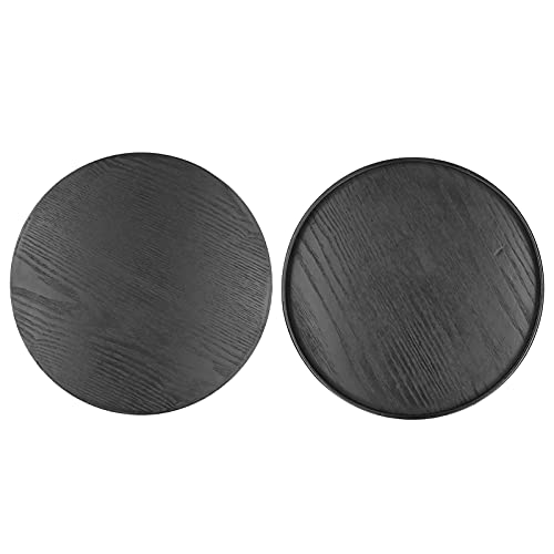 Wakects Holzfruchtfruchtschale, MDF -Teller für Kaffee, Kuchen und Brot mit Erhöhten Kanten, Glatte Oberfläche, Breite Anwendung, Poliertes Schwarz (27 cm) von Wakects