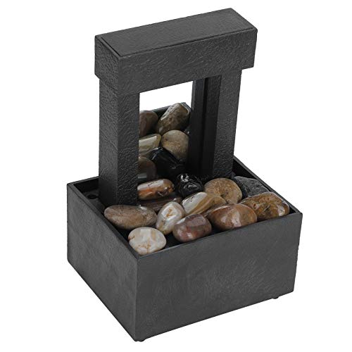 Wakects Indoor Desktop Brunnen Wasserfall,LED-Zimmerspringbrunnen Beleuchteter Wasserfall-Tischbrunnen mit Flussfelsen USB Desktop-Brunnen 16.5 x 11 x 9 cm von Wakects