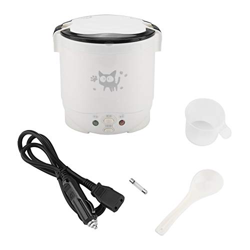 Wakects Kleiner Reiskocher, Reiskocher, tragbar, 12 V, für Auto, Heizfunktion und Warmhaltefunktion, kann als elektrische Lunchbox verwendet werden (weiß) von Wakects