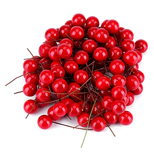 Wakects Künstliche Rote Stechpalmenbeere, Weihnachts-Heimdekoration, 100 Stück, Weihnachtsbeeren, Künstliche Stechpalmenbeeren, Rote Deko-Beeren, Dekorationen, Kranzherstellungszubehör, von Wakects