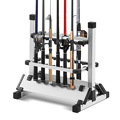 Wakects Leichter Angelrutenständer, Fishing Rod Storage Rack Angelruten-Organizer Angelrutenhalter-Ständer-Organizer-Gestell für 12 Ruten 44,5 x 50 x 32,5 cm von Wakects