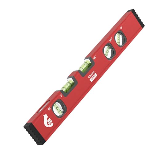 Wakects Level Multi -Werkzeug, Fliesenniveau -Lineal mit Doppelten 2 ° und 22,5 ° Fläschchen, Spiegelrefraktionsansichtswinkel, Stoßdämpfung, Tragbar für Holzbearbeitung, Sanitär und Herstellung, von Wakects