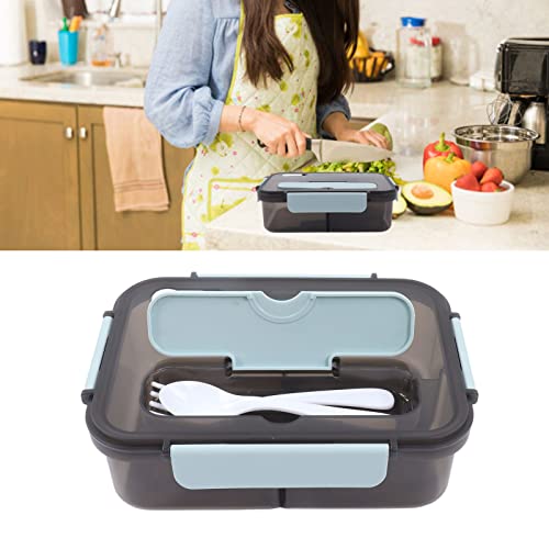 Wakects Lunchbox mit 3 Fächern und Besteck, Bento luftdichte Box für Mikrowelle und Geschirrspüler, Lunchbox für Büro, Mittagessen zur Arbeit, Schule, 1,5 l, 23,5 x 17 x 7 cm (Blau) von Wakects