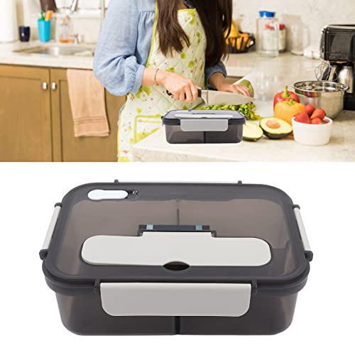 Wakects Lunchbox mit 3 Fächern und Besteck, Bento luftdichte Box für Mikrowelle und Geschirrspüler, Lunchbox für Büro, Mittagessen zur Arbeit, Schule, 1,5 l, 23,5 x 17 x 7 cm (Weiß) von Wakects