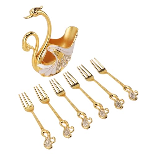 Wakects Metal Fork Set Premium -Legierungs -Fork Set, Exquisites und Stilvolles Design, Polierte Verarbeitung von Spiegeln, Vielseitig (goldweiß) von Wakects