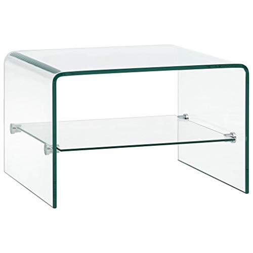 Wakects Moderner Couchtisch, mittlerer Couchtisch aus gehärtetem Glas Moderner Stil gebogenes Klarglas Couchtisch Elegant Transparent 50x45x33 cm für Wohnzimmer von Wakects