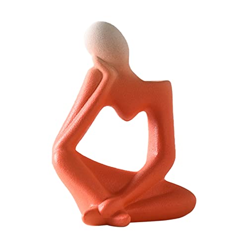 Wakects Moderner Denker Vase Denker Statue Figurine Hohles Design Resin Kunstwerk für Zuhause Büro Deko Gelb 19x13,5x9cm (C) von Wakects