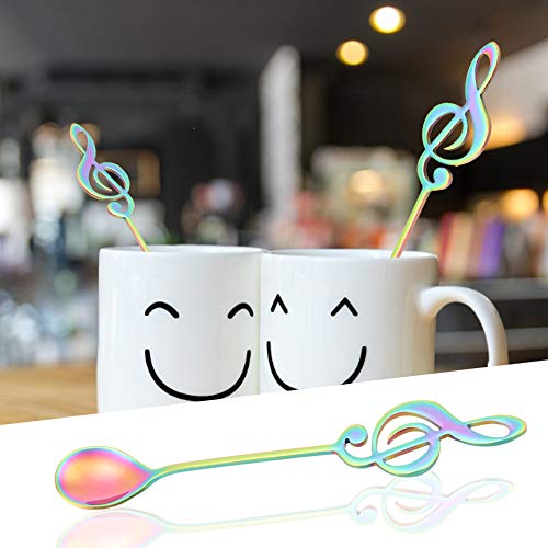 Wakects Musical Note Design Kaffee Rührende Löffel, Edelstahl für Tee, Desserts und Vorspeisen mit Geschirrspüler Sicher (Glänzend; 3x2,6 mm) von Wakects