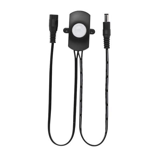 Wakects PIR-Bewegungssensorschalter, 5A DC 6-24V Infrarotbewegungsdetektor für LED-Streifenleuchten mit 120 ° -Detektionswinkel 5-7m Bereich 15-240s Einstellbare Verzögerung (BLACK) von Wakects