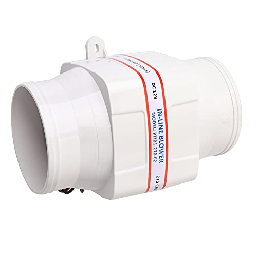 Wakects Rohrventilator, Fan Belüftung Boot Wohnmobil, 4In In-Line Marine Bilge Luftgebläse Mute Starker Ventilator für Yacht Caravan,Kanalventilator 102 mm von Wakects