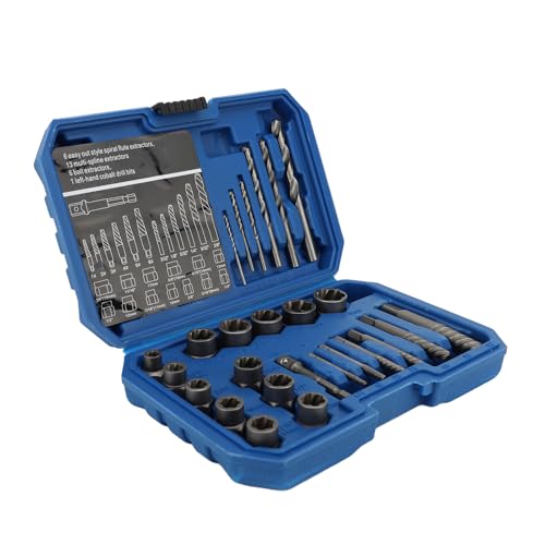 Wakects Schraubenextraktionssatz, 26pcs -Nussentfernungswerkzeuge mit Linker Handbohrmaschine für Verrostete Sechskantschrauben Beschädigte Muttern Entfernung Wakects Schraubenextraktionssatz, 26pcs -Nussentfernungswerkzeuge mit Linker Handbohrmaschine für Verrostete Sechskantschrauben Beschädigte Muttern Entfernung von Wakects