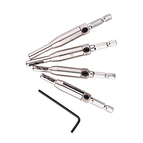Wakects Selbstzentrierender Bohrer Bit Set Scharnier Bohrkit Auto -Entladung Holz -Chips Schneller Wechsel mit Messingkörper HSS Bohrer für Türfensterscharniere 4pcs von Wakects