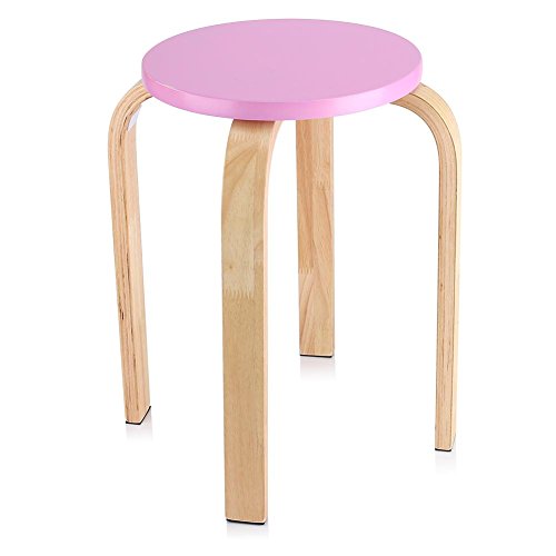 Wakects Stapelbarer Hocker aus Holz, rund, stapelbar, Duschstuhl, Badezimmerstuhl, rutschfest, für Zuhause, 45,5 x 30 cm (Rosa) von Wakects