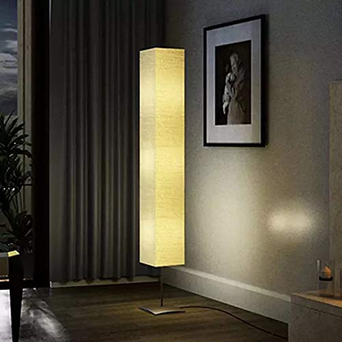 Wakects Stehlampe 170cm Hoch Wohnzimmer Deko Lampe ​Leuchten Papier Stehleuchte mit Cube Lampenschirm Beige,Fußschalter und Edelstahl Basis, E14 von Wakects