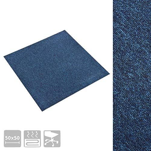 Wakects Teppichfliesen selbstklebend 50x50 cm 20 Stück mit Schlingenflor Bodenfliesen Teppich Dunkelblau schimmelresistent antistatisch für Büro Gewerbe von Wakects