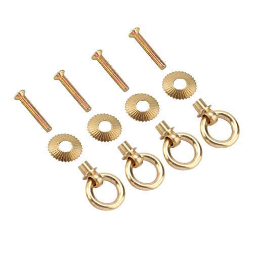 Wakects Vintage Copper Pull Griffe 4pcs Antique Messing Bronze Dekorative Schubladengriffe mit Schrauben für Schmuckschachtel Kosmetikkoffer Geschenkbox Upgrade (2 cm Ring Messing Farbschraubmodell von Wakects