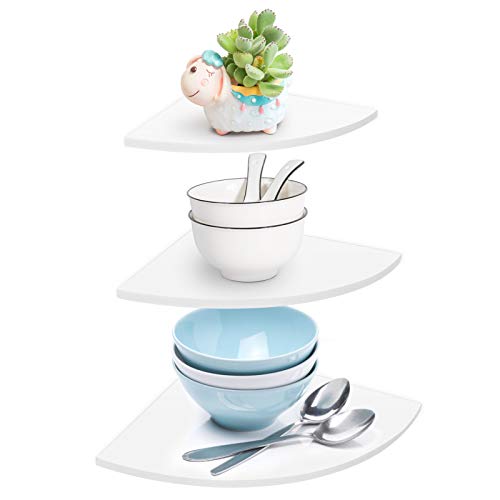 Eckregal (Set mit 3 Stück), Wandregal, schwimmend, Eckregal, verwendet im Badezimmer, Schlafzimmer, Wohnzimmer, Büro in der Küche von Wakects