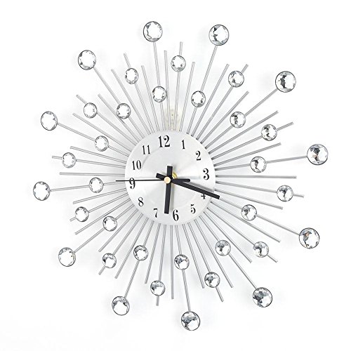 Wanduhr, 3D-Wanduhr, Dekoration aus Metall und Kristall, leise, einfach zu montieren, moderne Dekoration für Zuhause, Büro, Hotel von Wakects