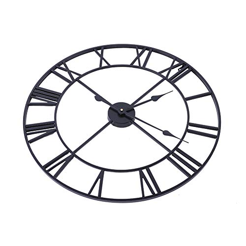 Wanduhr aus Eisen, römische Ziffern, antike Uhr, industrielle Uhr, mit Aushöhlung, für Schlafzimmer, Büro, Schwarz (40 cm) von Wakects