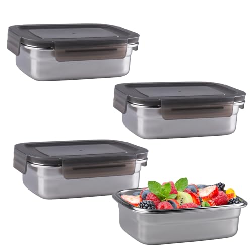 WakiHong 4 Set Lebensmittel Aufbewahrungsbox 650 ml Frischhaltedosen Mit Deckel multifunktionale Metalldosen16.5*12*5 cm,Geeignet für Kühlschrank-Aufbewahrungsboxen,versiegelte Boxen,Obst-Lunchboxen WakiHong 4 Set Lebensmittel Aufbewahrungsbox 650 ml Frischhaltedosen Mit Deckel multifunktionale Metalldosen16.5*12*5 cm,Geeignet für Kühlschrank-Aufbewahrungsboxen,versiegelte Boxen,Obst-Lunchboxen von WakiHong