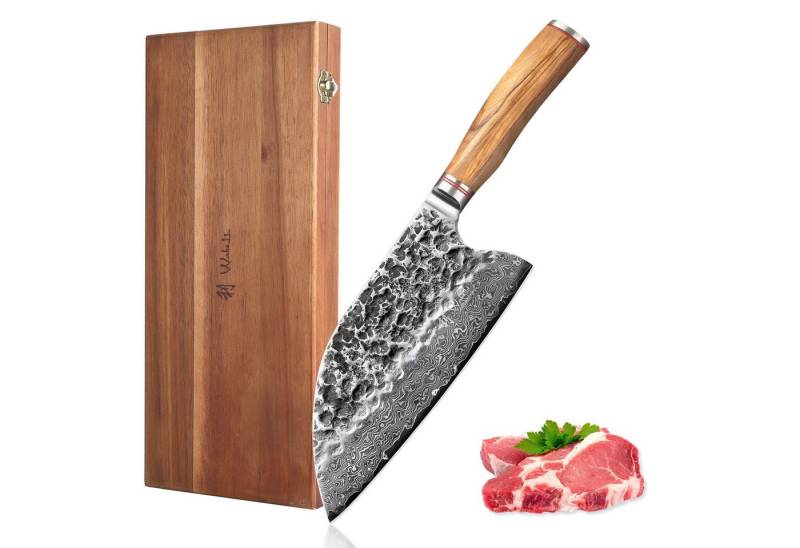 Wakoli Asiamesser Damast Chai Dao Küchenmesser Kochmesser 20 cm Klinge mit Hammerschlag, aus 67 Lagen Damaststahl, VG10 Wakoli Asiamesser Damast Chai Dao Küchenmesser Kochmesser 20 cm Klinge mit Hammerschlag, aus 67 Lagen Damaststahl, VG10 von Wakoli