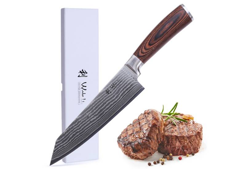 Wakoli Asiamesser EDIB Damast Chefmesser Kiritsuke I Kochmesser Küchenmesser 20cm Klinge, 67 Lagen Damaststahl, VG-10 Stahlkern von Wakoli