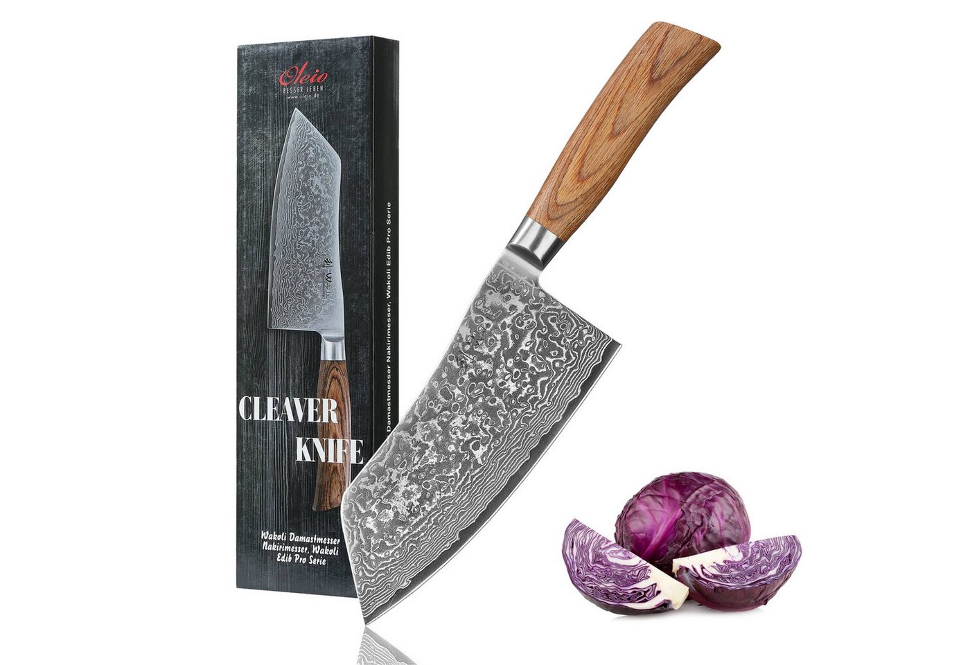Wakoli Asiamesser EDIB Pro Damast Chai Dao I Küchenmesser Kochmesser I 17cm Klinge, 67 Lagen Damaststahl, VG-10 Stahlkern von Wakoli