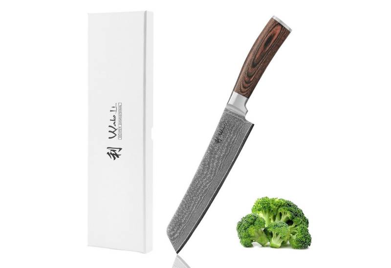 Wakoli Asiamesser Edib Tanto Chefmesser I Kochmesser Küchenmesser I 20 cm Klinge, aus 67 Lagen Damaststahl mit Kupfereinlage, VG-10 Stahlkern von Wakoli