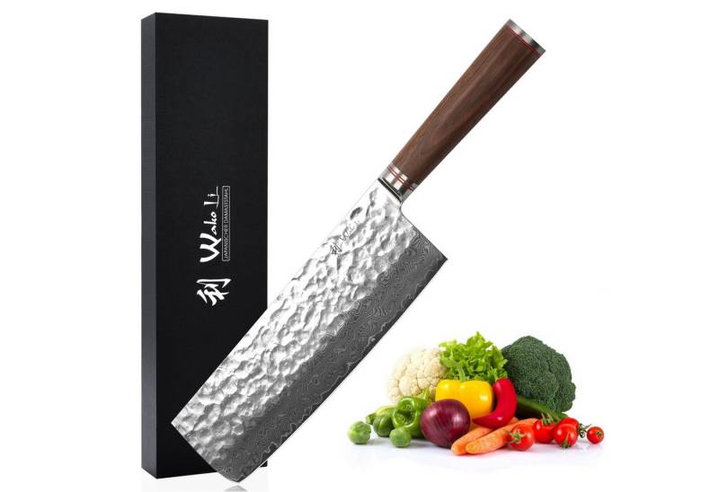 Wakoli Asiamesser Nussbaum Damast Nakirimesser I Kochmesser Küchenmesser 22,5 cm Klinge, VG10 Kern, aus 67 Lagen Damaststahl Wakoli Asiamesser Nussbaum Damast Nakirimesser I Kochmesser Küchenmesser 22,5 cm Klinge, VG10 Kern, aus 67 Lagen Damaststahl von Wakoli