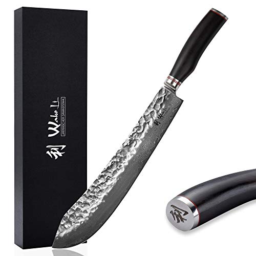 Wakoli EBO Damast Blockmesser BBQ 35 cm – BBQ Knife aus 67 Lagen Damaststahl mit VG10 Kern I großes Fleischmesser mit Hammerschlag, Härtegrad 60±2 HRC, Griff aus schwarzer Eiche, Geschenkbox Wakoli EBO Damast Blockmesser BBQ 35 cm – BBQ Knife aus 67 Lagen Damaststahl mit VG10 Kern I großes Fleischmesser mit Hammerschlag, Härtegrad 60±2 HRC, Griff aus schwarzer Eiche, Geschenkbox von Wakoli