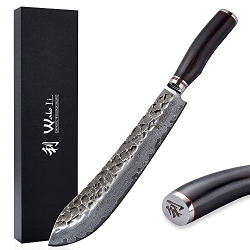 Wakoli EBO Damast Blockmesser BBQ 25 cm – BBQ Grillmesser aus 67 Lagen Damaststahl mit VG10 Kern und Hammerschlag, Härtegrad 60±2 HRC, Griff aus schwarzer Eiche, Fleischmesser mit Geschenkbox Wakoli EBO Damast Blockmesser BBQ 25 cm – BBQ Grillmesser aus 67 Lagen Damaststahl mit VG10 Kern und Hammerschlag, Härtegrad 60±2 HRC, Griff aus schwarzer Eiche, Fleischmesser mit Geschenkbox von Wakoli