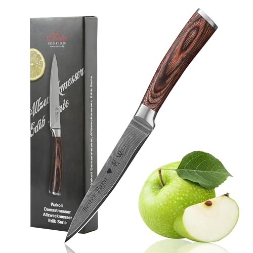 Wakoli EDIB Damast Allzweckmesser mit Gravur – Personalisiertes Messer, 12,5 cm Klinge aus 67 Lagen Damaststahl (VG10-Kern), Pakkaholzgriff – Einzigartiges Küchenmesser Geschenk, Geschenkverpackung Wakoli EDIB Damast Allzweckmesser mit Gravur – Personalisiertes Messer, 12,5 cm Klinge aus 67 Lagen Damaststahl (VG10-Kern), Pakkaholzgriff – Einzigartiges Küchenmesser Geschenk, Geschenkverpackung von Wakoli