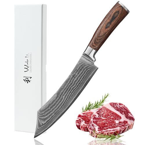 Wakoli EDIB Damast BBQ Blockmesser 20 cm – 67 Lagen Damaststahl mit VG10-Kern I Extrem scharfes Kochmesser & Fleischmesser für Grill & Küche I Profi Küchenmesser mit Pakkaholzgriff in Geschenkbox Wakoli EDIB Damast BBQ Blockmesser 20 cm – 67 Lagen Damaststahl mit VG10-Kern I Extrem scharfes Kochmesser & Fleischmesser für Grill & Küche I Profi Küchenmesser mit Pakkaholzgriff in Geschenkbox von Wakoli