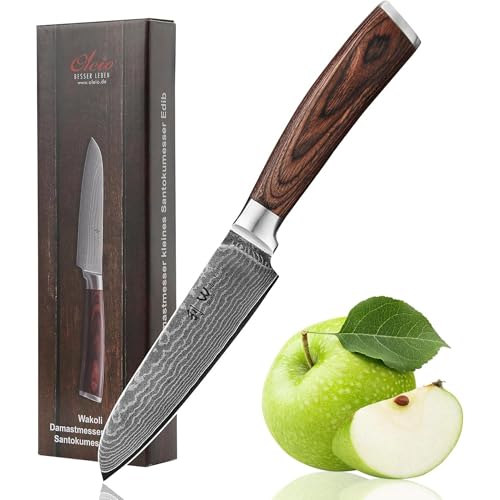 Wakoli Edib Damast kleines Santoku Messer I Scharfe 12 cm Klinge aus 67 Lagen Damaststahl mit VG10 Kern und Griff aus Pakkaholz I Profi Küchenmesser, Damastmesser in eleganter Box Wakoli Edib Damast kleines Santoku Messer I Scharfe 12 cm Klinge aus 67 Lagen Damaststahl mit VG10 Kern und Griff aus Pakkaholz I Profi Küchenmesser, Damastmesser in eleganter Box von Wakoli