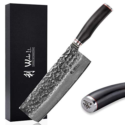 Wakoli EBO Premium Nakirimesser mit 22,5 cm Klinge und Hammerschlag gefertigt aus 67 Lagen echtem Damaststahl mit schwarzer Eichenholzgriff I Damastmesser Küchenmesserset und Profi Kochmesser Wakoli EBO Premium Nakirimesser mit 22,5 cm Klinge und Hammerschlag gefertigt aus 67 Lagen echtem Damaststahl mit schwarzer Eichenholzgriff I Damastmesser Küchenmesserset und Profi Kochmesser von Wakoli