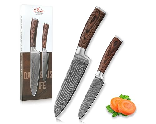 Wakoli Edib 2er Damastmesser Set – kleines & großes Santokumesser (12 / 17 cm) mit VG10-Kern, 67 Lagen Damaststahl, Pakkaholzgriff, in Geschenkbox – Entwickelt in Deutschland Wakoli Edib 2er Damastmesser Set – kleines & großes Santokumesser (12 / 17 cm) mit VG10-Kern, 67 Lagen Damaststahl, Pakkaholzgriff, in Geschenkbox – Entwickelt in Deutschland von Wakoli