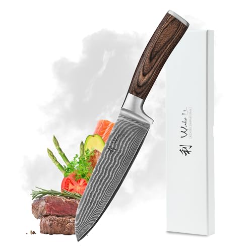 Wakoli EDIB Damast Santoku Messer, Damastmesser mit 17 cm Klinge, 67 Lagen Damaststahl, VG10-Kern & Pakkaholzgriff, Scharfes Küchenmesser, Damaszener Messer in Geschenkbox für Hobby- & Profiköche Wakoli EDIB Damast Santoku Messer, Damastmesser mit 17 cm Klinge, 67 Lagen Damaststahl, VG10-Kern & Pakkaholzgriff, Scharfes Küchenmesser, Damaszener Messer in Geschenkbox für Hobby- & Profiköche von Wakoli
