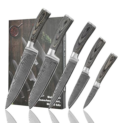 Wakoli Edis Damastmesser-Set | 5-teilig, 8–20 cm aus 67 Lagen Damaststahl mit VG10-Kern | ergonomischer Pakkaholzgriff | für Fleisch, Fisch & Gemüse | in eleganter Geschenkbox für Hobby- & Profiköche Wakoli Edis Damastmesser-Set | 5-teilig, 8–20 cm aus 67 Lagen Damaststahl mit VG10-Kern | ergonomischer Pakkaholzgriff | für Fleisch, Fisch & Gemüse | in eleganter Geschenkbox für Hobby- & Profiköche von Wakoli
