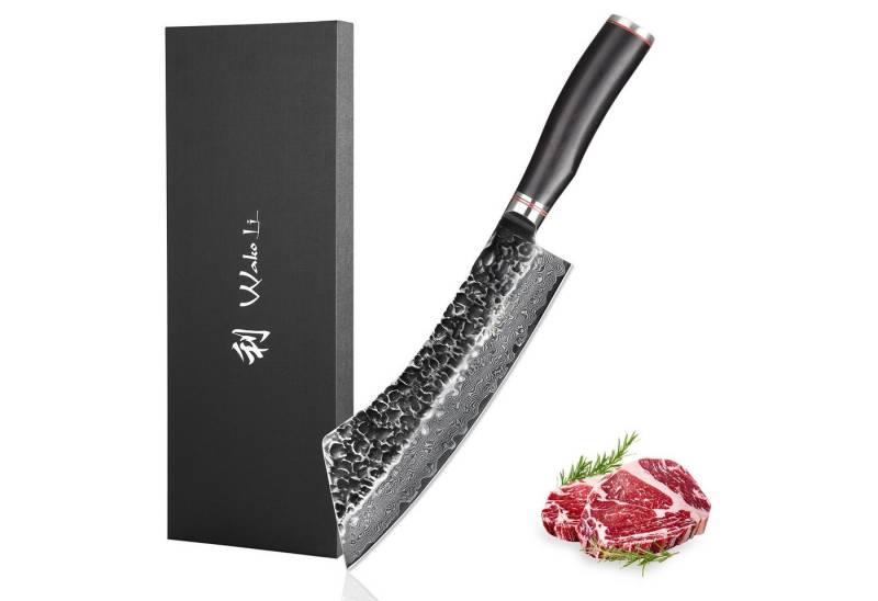 Wakoli Fleischmesser EBO Damast Hakata Bocho Kochmesser Küchenmesser 22,5 cm Klinge, aus 67 Lagen Damaststahl, VG10 Kern von Wakoli