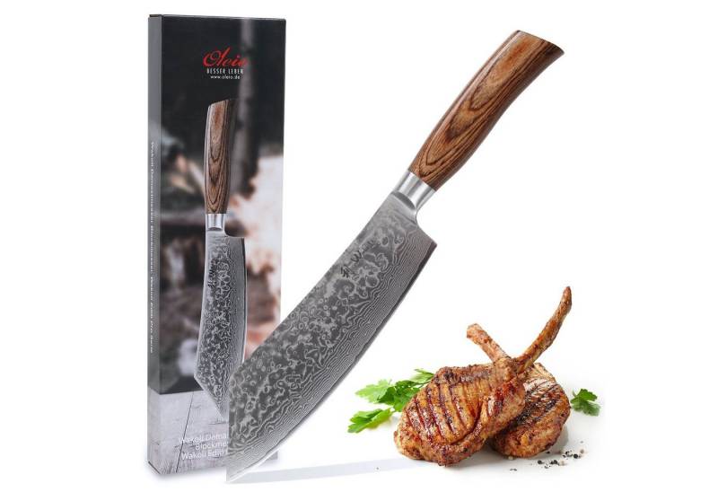 Wakoli Kochmesser Edib Pro Damast BBQ- & Blockmesser I 20cm Klinge I Pakkaholzgriff von Wakoli