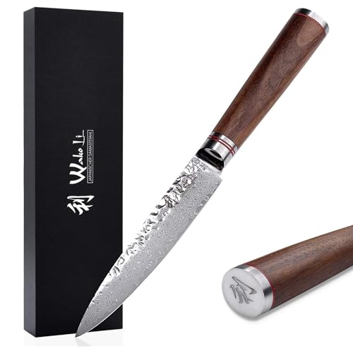 Wakoli Nussbaum Allzweckmesser 12,5 cm | aus 67 Lagen Damaststahl mit VG10-Kern | mit ergonomischem Nussbaumholzgriff | für Fleisch, Fisch & Gemüse | in Geschenkbox für Hobby- & Profiköche Wakoli Nussbaum Allzweckmesser 12,5 cm | aus 67 Lagen Damaststahl mit VG10-Kern | mit ergonomischem Nussbaumholzgriff | für Fleisch, Fisch & Gemüse | in Geschenkbox für Hobby- & Profiköche von Wakoli