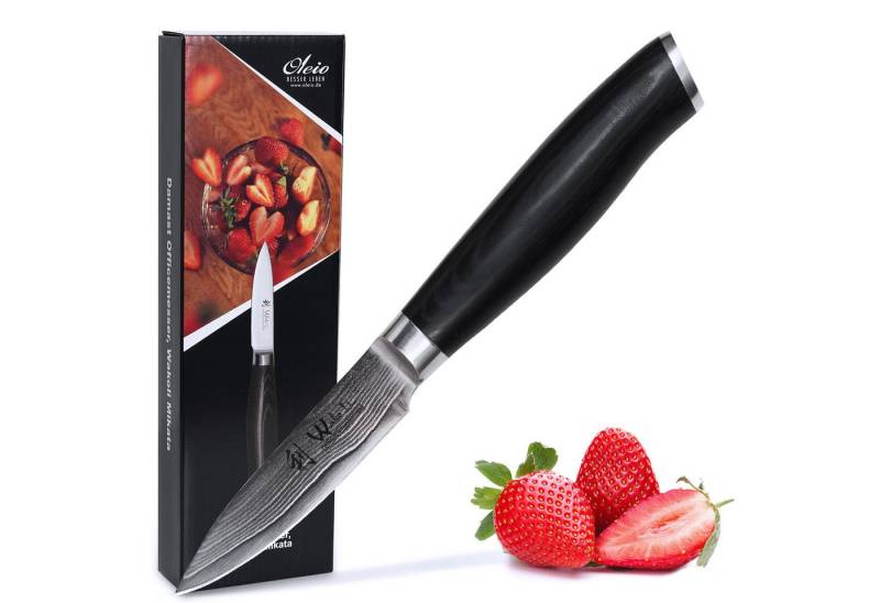 Wakoli Obstmesser Mikata Damast Officemesser Küchenmesser 8 cm Klinge Micartagriff, aus 67 Lagen Damaststahl, VG10 Kern von Wakoli
