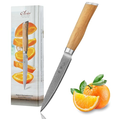 Wakoli Olive Damast Allzweckmesser – 12,5 cm Klinge aus 67 Lagen Damaststahl mit VG10-Kern, ergonomischer Olivenholzgriff, scharfes Küchenmesser für Gemüse, Fleisch & Obst, Damastmesser in Geschenkbox Wakoli Olive Damast Allzweckmesser – 12,5 cm Klinge aus 67 Lagen Damaststahl mit VG10-Kern, ergonomischer Olivenholzgriff, scharfes Küchenmesser für Gemüse, Fleisch & Obst, Damastmesser in Geschenkbox von Wakoli