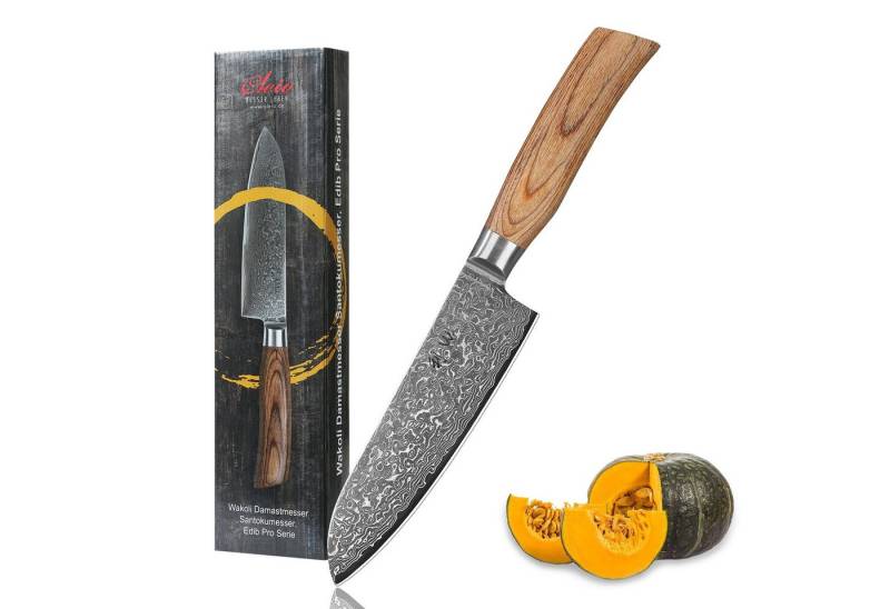 Wakoli Santokumesser EDIB Pro Damast Santoku Messer I 16cm Klinge I Pakkaholzgriff, 67 Lagen Damaststahl, VG-10 Stahlkern von Wakoli