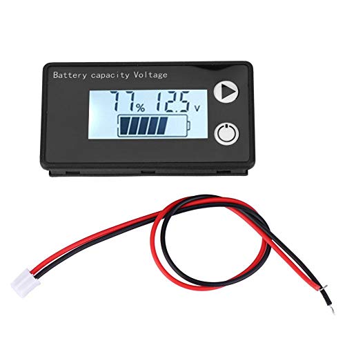 Batterie Monitor LCD 12V Digital Batterie Kapazität Tester Lithium Batterie Universal Prozentanzeige Voltmeter Spannungsanzeige((10-100 V) weiß + Alarm) von Walfront