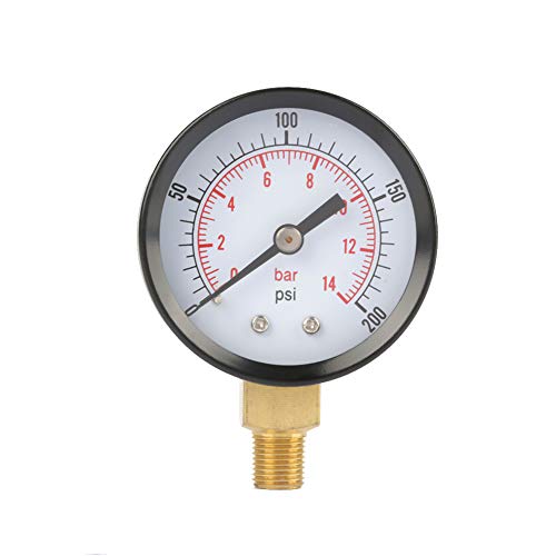 Dual Scale Manometer, Luft Gas Wasser Messgerät 0-200psi / 0-14bar mit 1/8 Zoll NPT Bodenbefestigung von Walfront