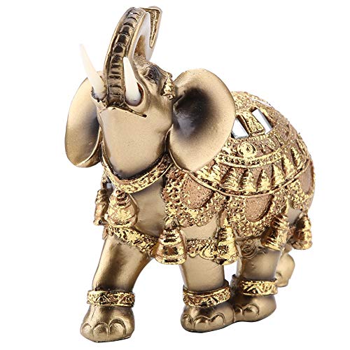 Walfront Lucky Feng Shui Golden Elefant Statue Skulptur Reichtum Figur Home Decoration (Golden Large) von Walfront