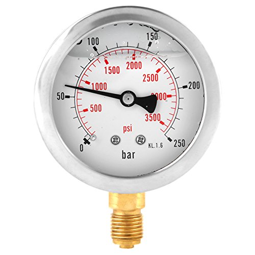 Manometer 0-250Bar 0-3750PSI G1/4 63mm Zifferblatt Hydraulische Wasserdruckanzeige Meter von Walfront